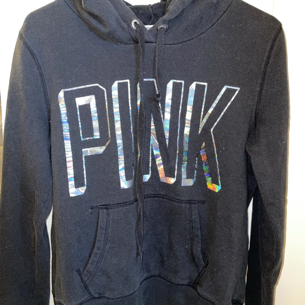Black newly conditioned PINK holographic hoodie!